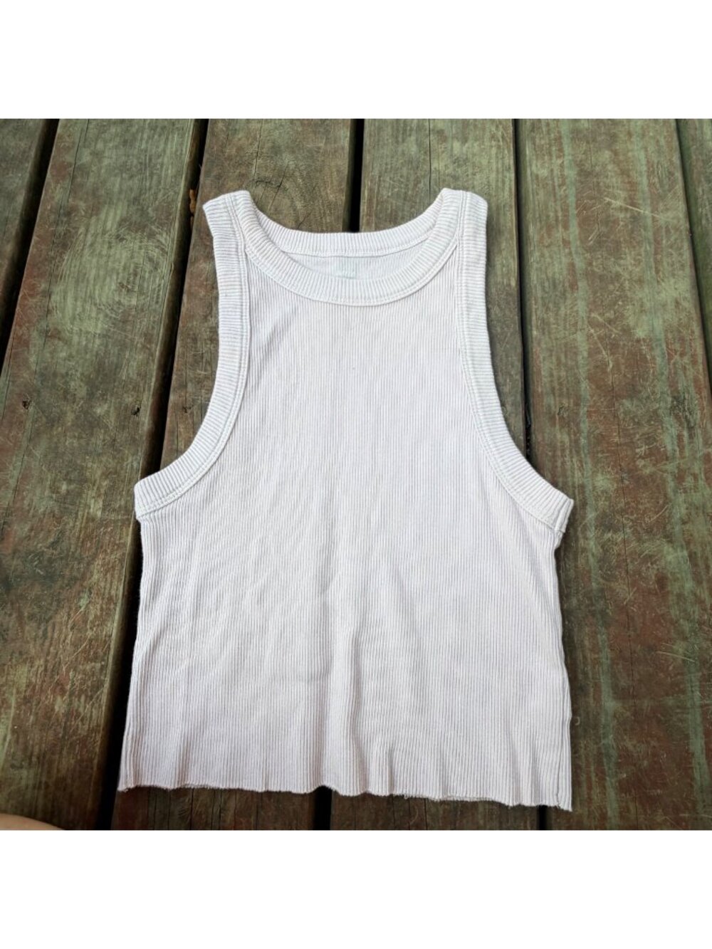 Aerie Ribbed High-Neck Cropped Tank Top In Light Pink Size Small Soft & Stretchy